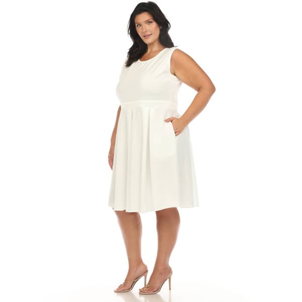 Plus Size White Mark Solid Fit and Flare Dress