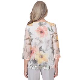 Womens Alfred Dunner Charleston Watercolor Floral Mesh Blouse