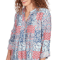 Petite Ruby Rd. Indigo Go Pintuck Patchwork Henley Blouse - image 5