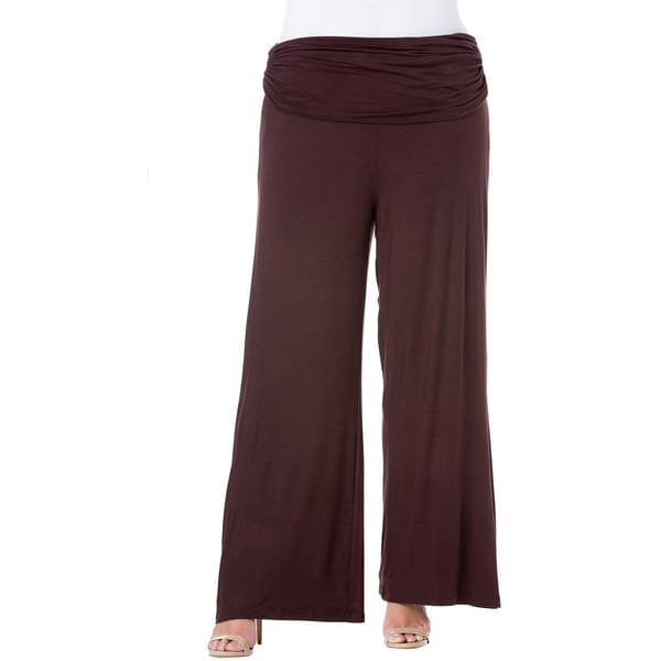 Plus Size 24/7 Comfort Apparel Fold Over Palazzo Pants - image 