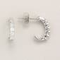 Sterling Silver Rhodium Plated CZ J-Hoop Earrings - image 1