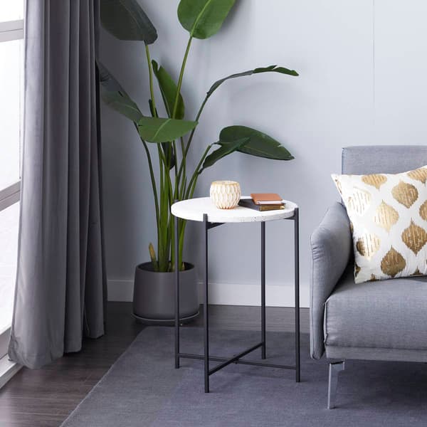 9th & Pike® Black Contemporary Terrazzo Accent Table