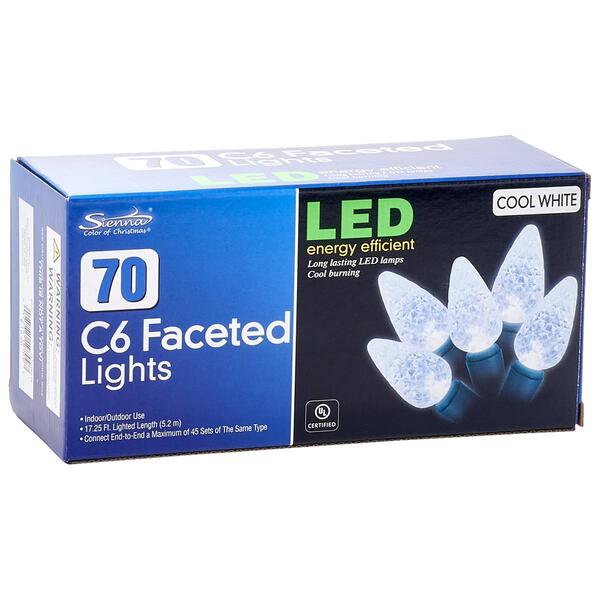 Sienna Cool White 70ct. LED Faceted C6 Christmas Lights - image 