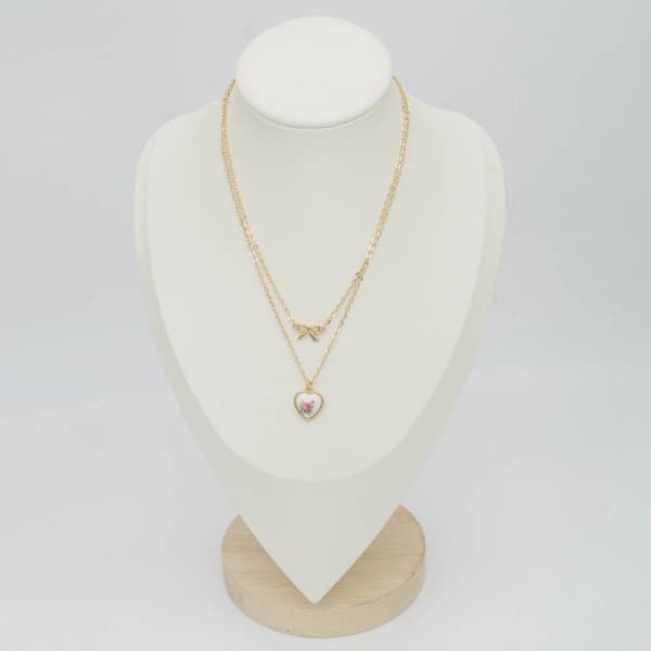 Ashley 2pc. Bow & Heart Charm Necklace Set - image 