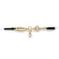 Gold-Tone Plated Pave Crystal Key Charm Stretch Bracelet - image 1