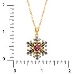 Ellen Tracy Gold Plated Multi Color Crystal Snowflake Pendant