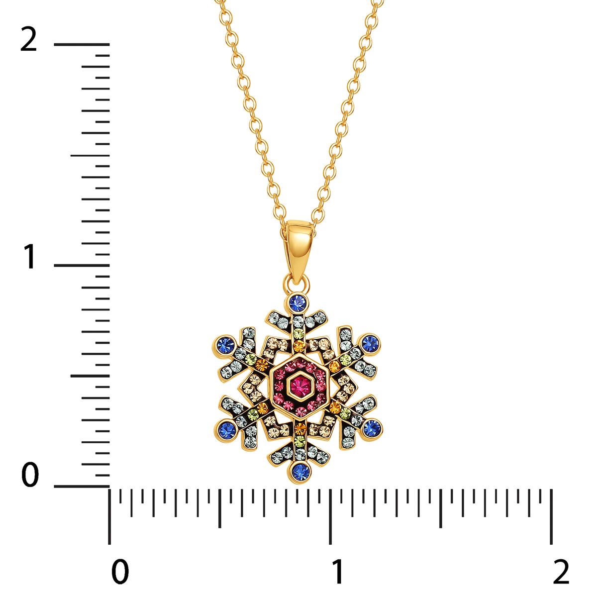 Ellen Tracy Gold Plated Multi Color Crystal Snowflake Pendant