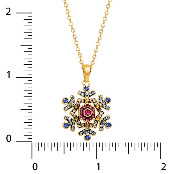 Ellen Tracy Gold Plated Multi Color Crystal Snowflake Pendant