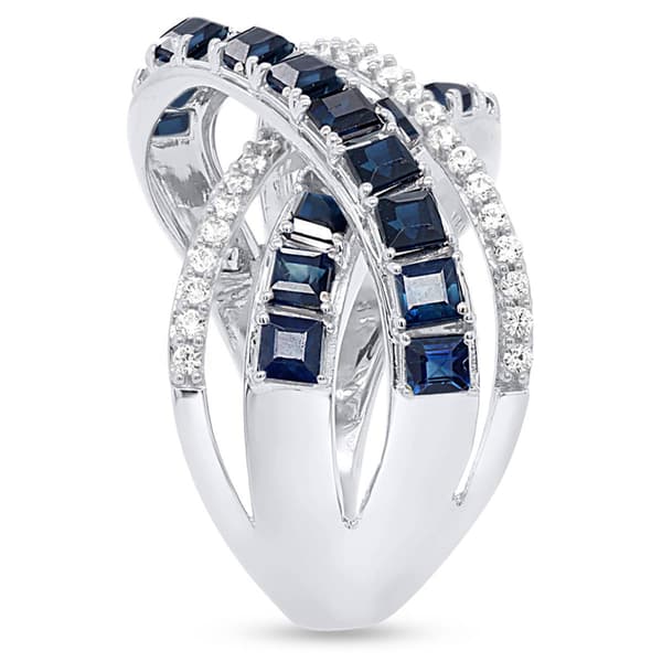 Gemstone Classics™ Blue Sapphire with White Zircon Crossover Ring