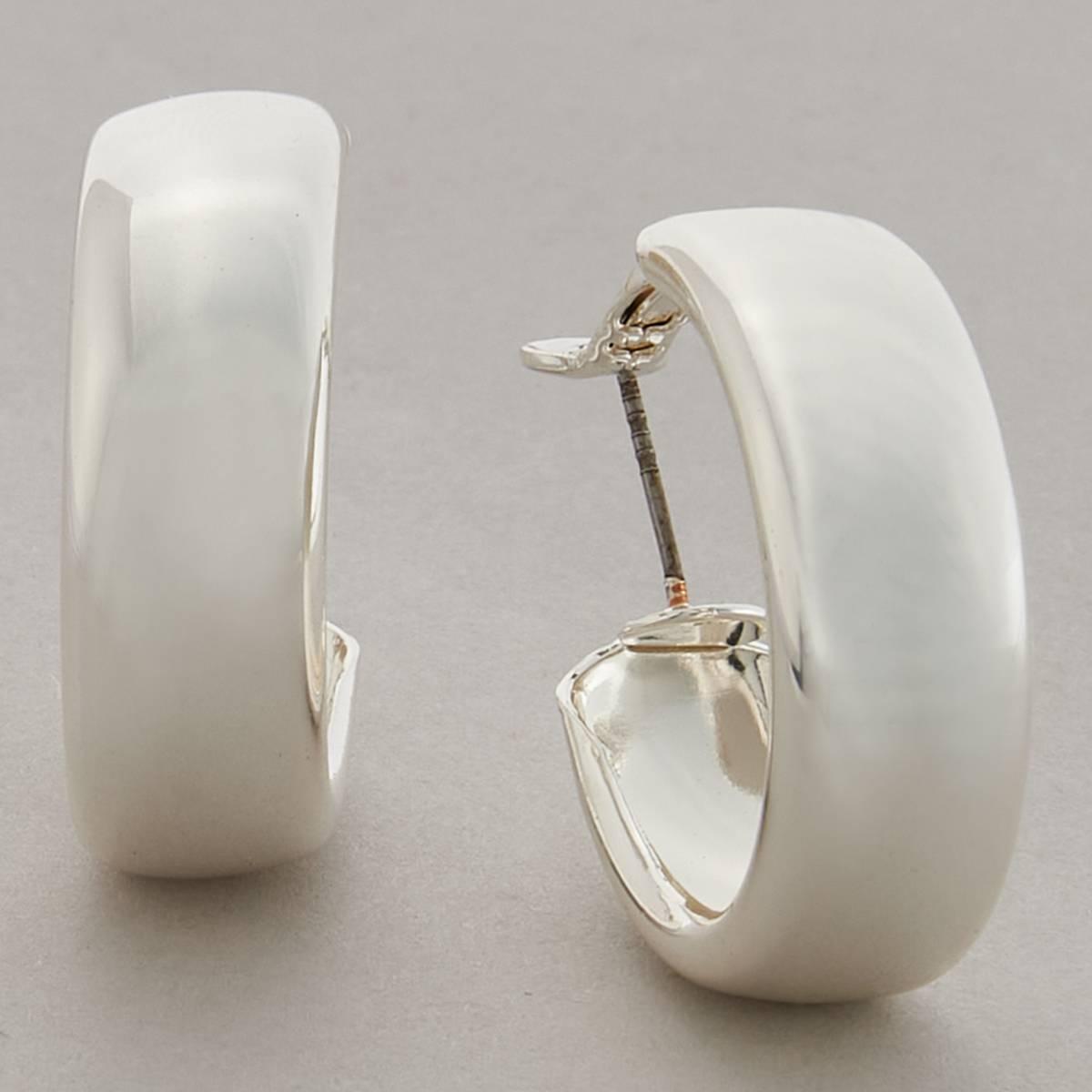 Design Collection Silver Plated Wide Hoop Earrings