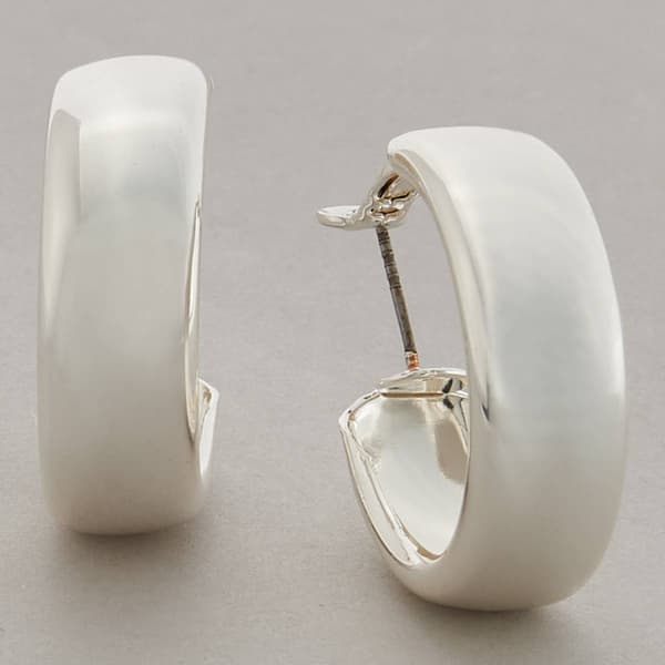 Design Collection Silver Plated Wide Hoop Earrings - image 