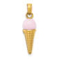Unisex Gold Classics&#40;tm&#41; 14kt Gold 3D Pink Ice Cream Cone Charm - image 1