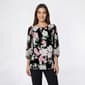 Womens Kasper 3/4 Sleeve Pleat Round Neck Floral Blouse - image 1