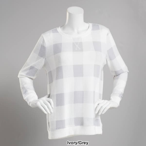 Womens Emily Daniels Long Sleeve Buffalo Checkered Sweater