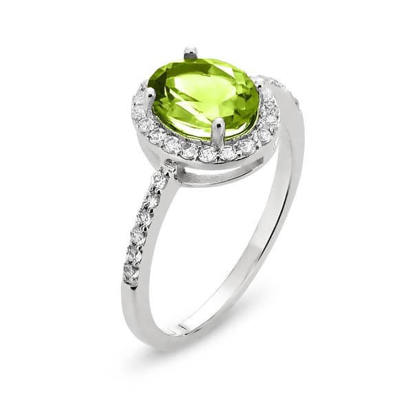 Forever New Peridot Halo & White Topaz August Birthstone Ring