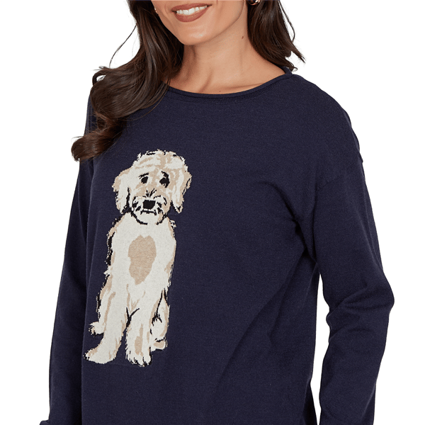 Petite Skye’s the Limit Urban Heirloom Dog Motif Sweater
