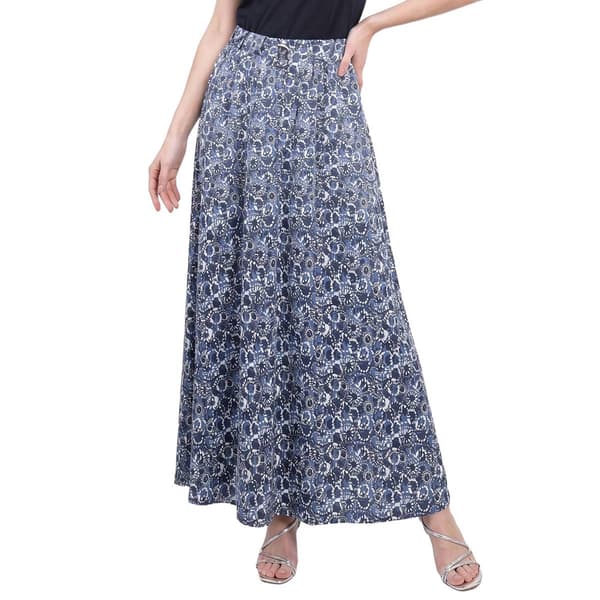 Womens NY Collection Pull On Floral O-Ring Sash Belt Maxi Skirt - image 