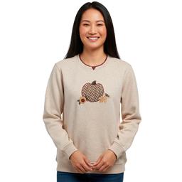 Petite Hasting & Smith Patchwork Pumpkin Fleece Sweatshirt