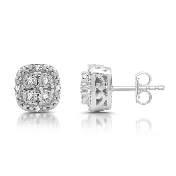 Nova Star&#40;R&#41; 1/10cttw. Lab Grown Diamond Cushion Stud Earrings - image 