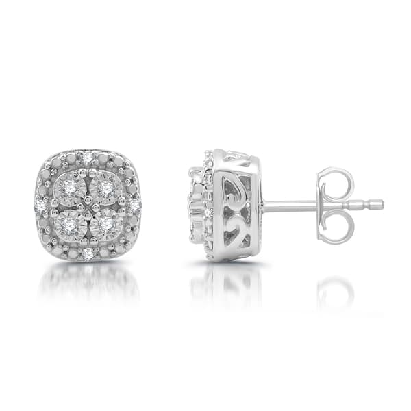 Nova Star&#40;R&#41; 1/10cttw. Lab Grown Diamond Cushion Stud Earrings
