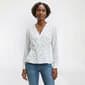 Womens Halston Long Sleeve Faux Wrap Polka Dot Blouse - image 1