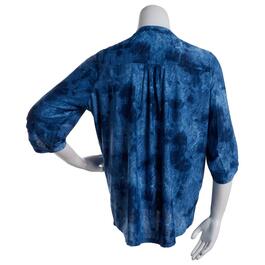 Plus Size Notations 3/4 Sleeve Marbled Henley Blouse