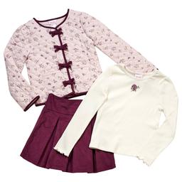 Girls (7-16) Little Lass(R) 3pc. Quilted Jacket w/ Top & Skort Set