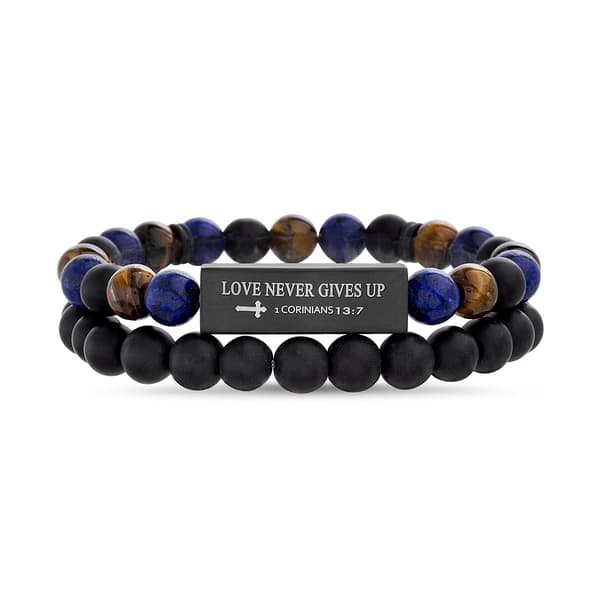 Mens Creed Stainless Steel Love Never Gives Up Bracelet Set - image 