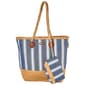 Caribbean Joe Blue Stripe Straw Tote - image 1