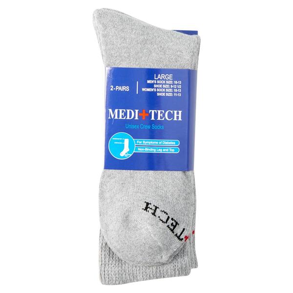 Adult Unisex Meditech 2pr. Diabetic Crew Socks - image 