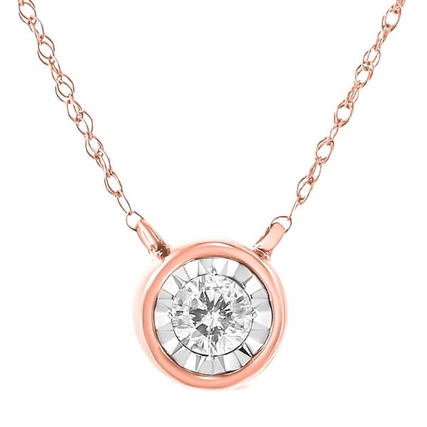 Haus of Brilliance Rose Gold 1/5ctw. Diamond Pendant Necklace