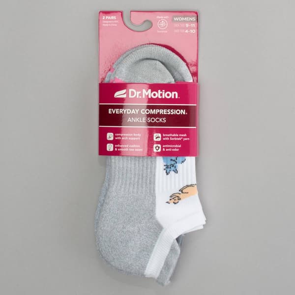 Womens Dr. Motion 2pk.Cat Low Cut Compression Socks