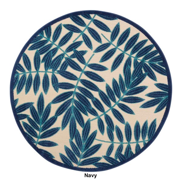 Nourison Aloha Leaf Print Round Rug