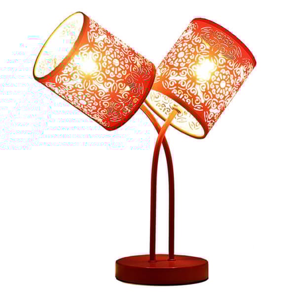 HomeRoots 17in. Red Metal Two Light Abstract Table Lamp