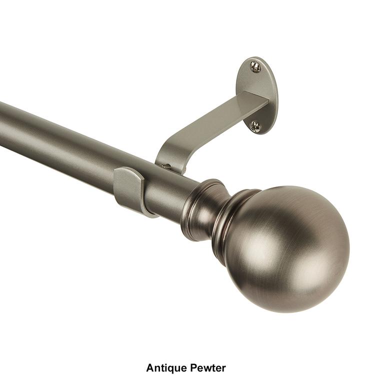 Elrene Cordelia Single Curtain Rod w/ Globe Ball Finial