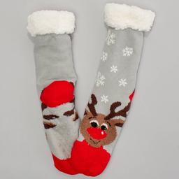 Womens Ella & Joy Reindeer Christmas Slipper Socks