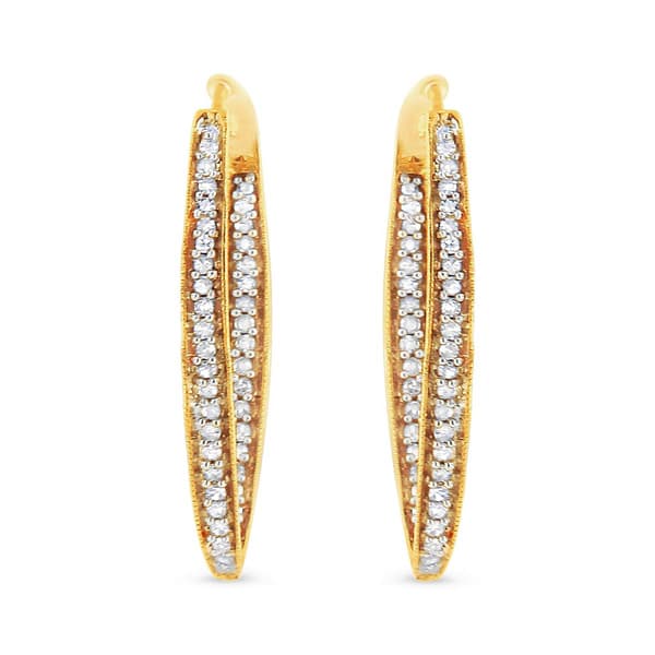 Haus of Brilliance Yellow Gold Diamond Modern Hoop Earrings