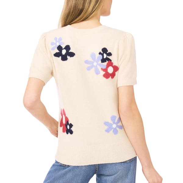 Womens Cece Short Sleeve Groovy Floral Sweater