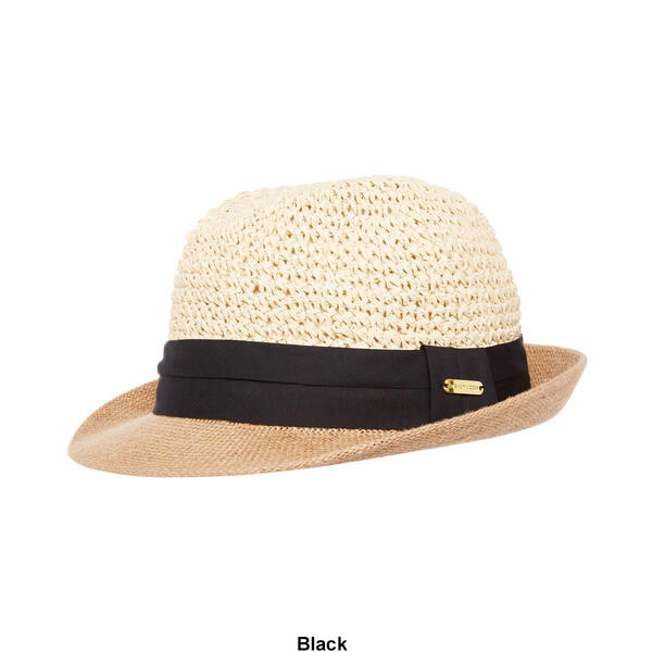 Womens Steve Madden Crochet Fedora with Solid Band