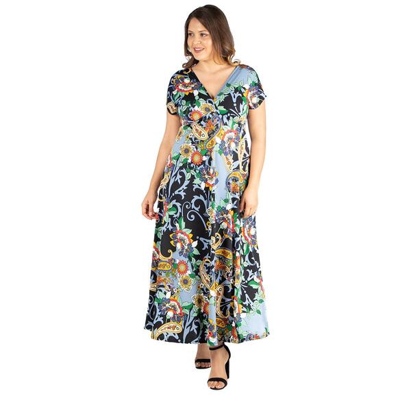Plus Size 24/7 Comfort Apparel Floral & Paisley Print Maxi Dress - image 