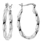 Fine Silver Plated Wavy Oval Hoop Earrings - image 1