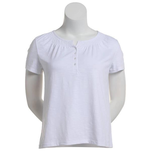 Petite Hasting & Smith Short Sleeve Solid Peasant Tee - image 