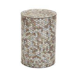 9th & Pike(R) Large Multi Mussel Shells And Wood Accent Table