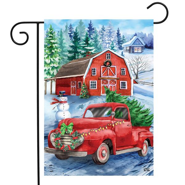 Briarwood Lane Picking Up The Tree Christmas Garden Flag - image 