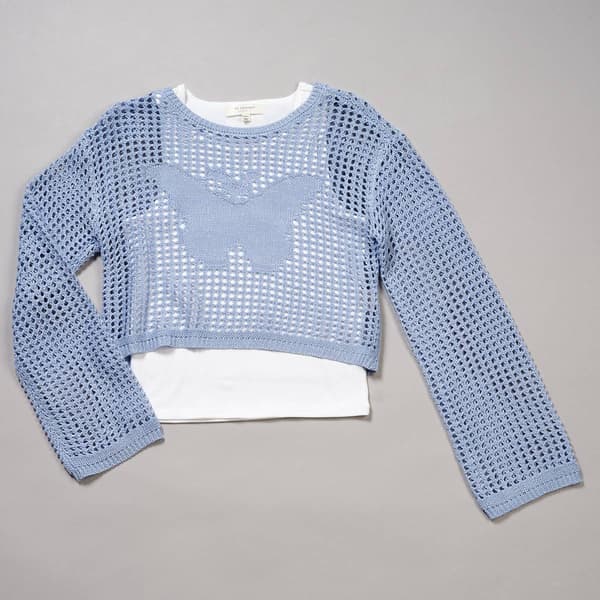 Girls (7-16) No Comment 2Fer Long Sleeve Mesh Butterfly Top/Tank - image 