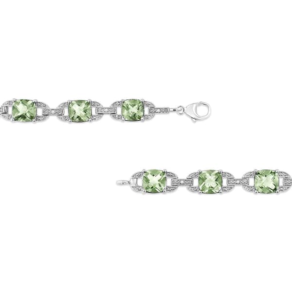 Haus of Brilliance Green Amethyst & 1/20ctw. Diamond Bracelet