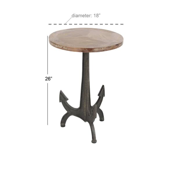 9th & Pike® Black Metal and Wood Coastal Accent Table