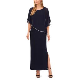 Womens MSK Combo Overlay Rhinestone Trim Maxi Dress