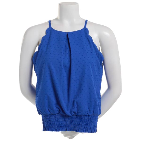 Juniors A. Byer Clip Dot Smocked Scallop Tank Top - image 