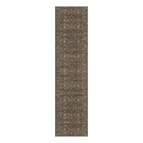 HomeRoots Brown & Beige Floral Medallion Washable Runner Rug